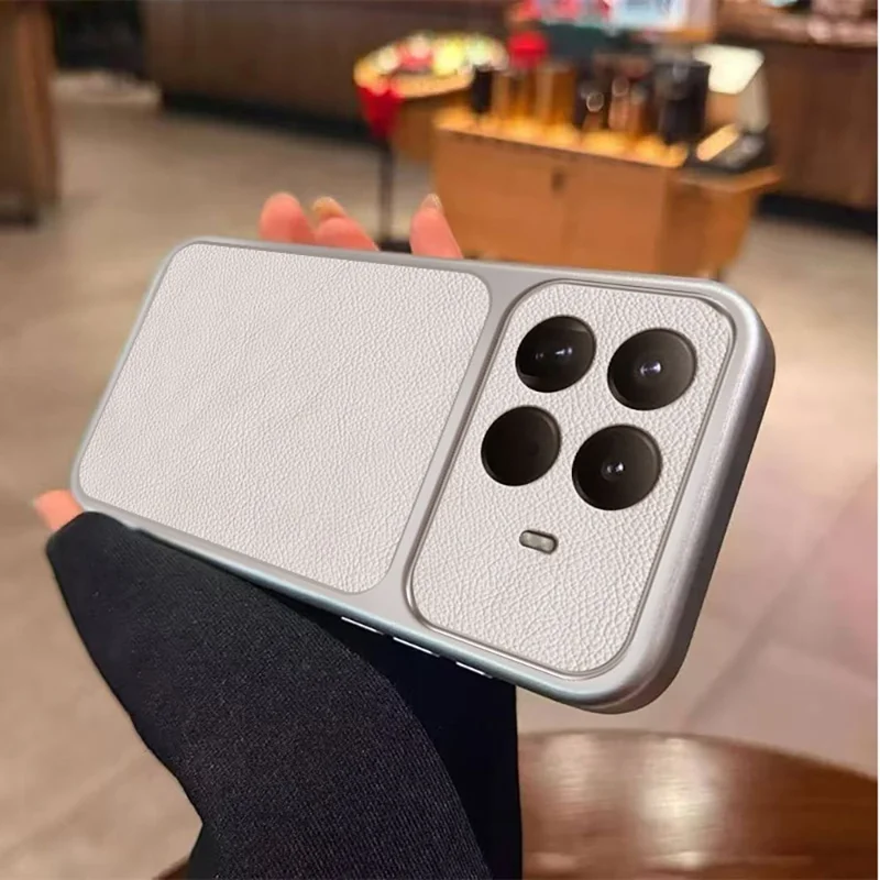 Funda para Xiaomi 15T Pro, carcasa protectora de cuero PU texturizado resistente a impactos con TPU - Blanco