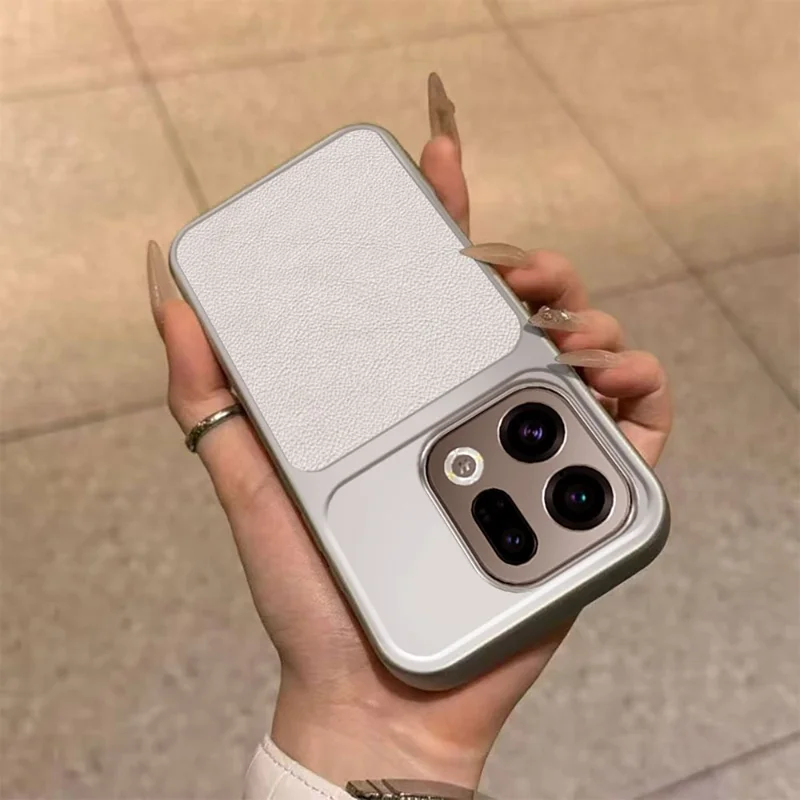 Funda para Oppo Find X9 5G, carcasa protectora de cuero PU texturizado resistente a golpes con TPU - Blanco