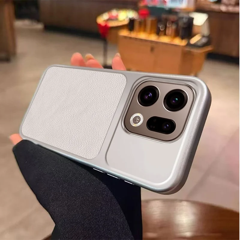 Funda para Oppo Find X9 5G, carcasa protectora de cuero PU texturizado resistente a golpes con TPU - Blanco