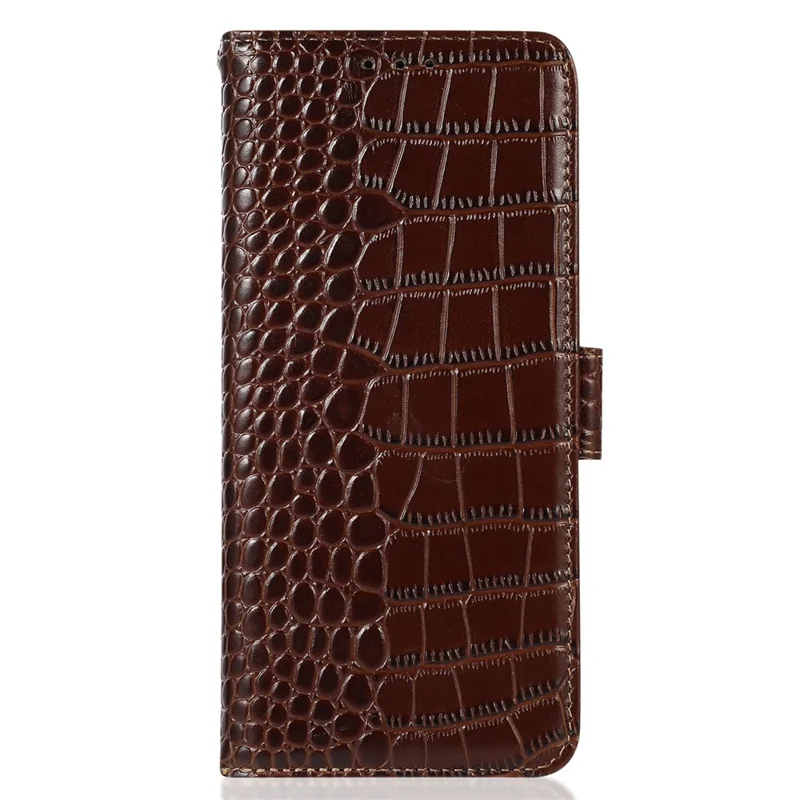 Für Oppo A58 5G Krokodiltextur Echte Cowide Leder -telefonhülle Wallet Stand Cover Mit RFID -blockierungsfunktion - Braun