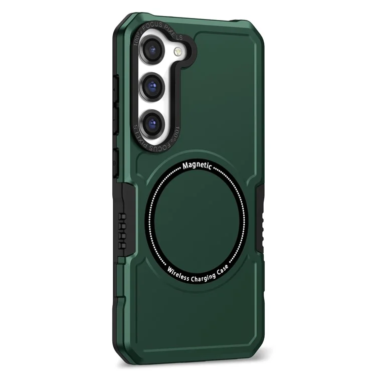 Pour Samsung Galaxy S23 Plus Camera Lens Cadre Design Téléphone Téléphone Magnetic Wireless Charging PC + TPU Appiration du Toch - Vert