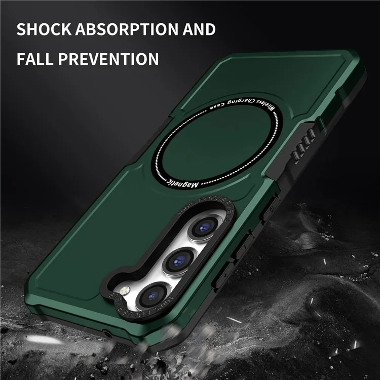 Pour Samsung Galaxy S23 Plus Camera Lens Cadre Design Téléphone Téléphone Magnetic Wireless Charging PC + TPU Appiration du Toch - Vert