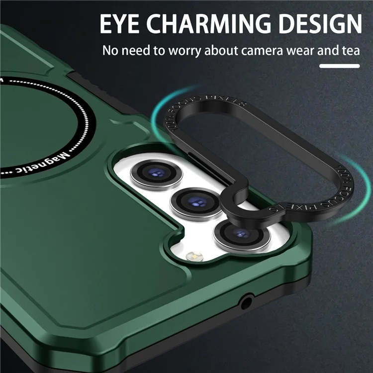 Pour Samsung Galaxy S23 Plus Camera Lens Cadre Design Téléphone Téléphone Magnetic Wireless Charging PC + TPU Appiration du Toch - Vert