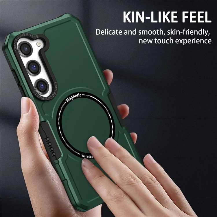 Pour Samsung Galaxy S23 Plus Camera Lens Cadre Design Téléphone Téléphone Magnetic Wireless Charging PC + TPU Appiration du Toch - Vert