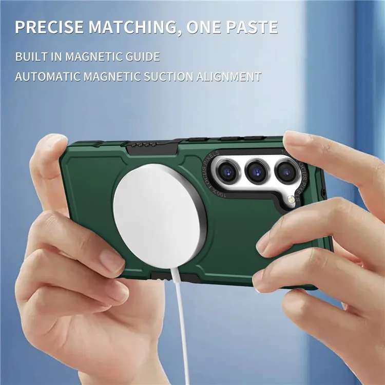 Pour Samsung Galaxy S23 Plus Camera Lens Cadre Design Téléphone Téléphone Magnetic Wireless Charging PC + TPU Appiration du Toch - Vert