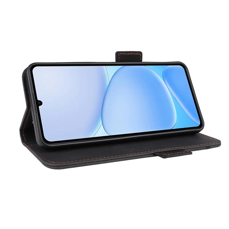 Folia na Realme Note 80 4G Etui Skórzane Portfel Folio z Dekorem Metalowym - Czarny