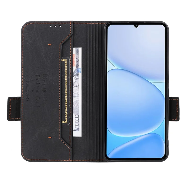 Folia na Realme Note 80 4G Etui Skórzane Portfel Folio z Dekorem Metalowym - Czarny