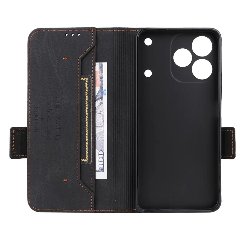 Folia na Realme Note 80 4G Etui Skórzane Portfel Folio z Dekorem Metalowym - Czarny