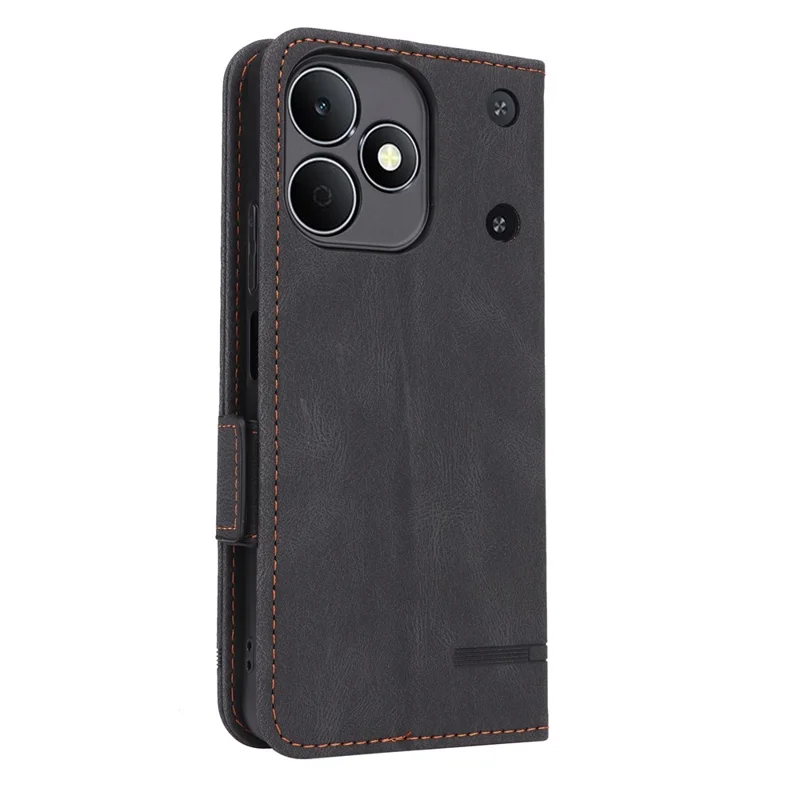 Folia na Realme Note 80 4G Etui Skórzane Portfel Folio z Dekorem Metalowym - Czarny