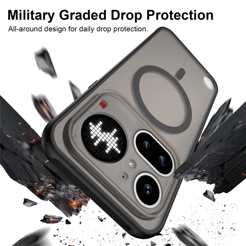 For Nothing Phone (4a) Pro Magnetic Case Anti Drop PC + TPU Phone Cover - Black
