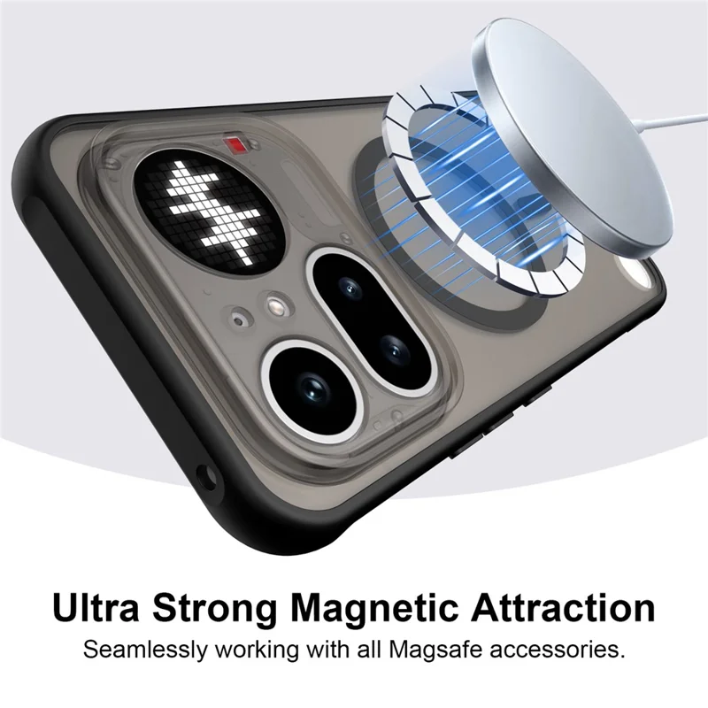 For Nothing Phone (4a) Pro Magnetic Case Anti Drop PC + TPU Phone Cover - Black