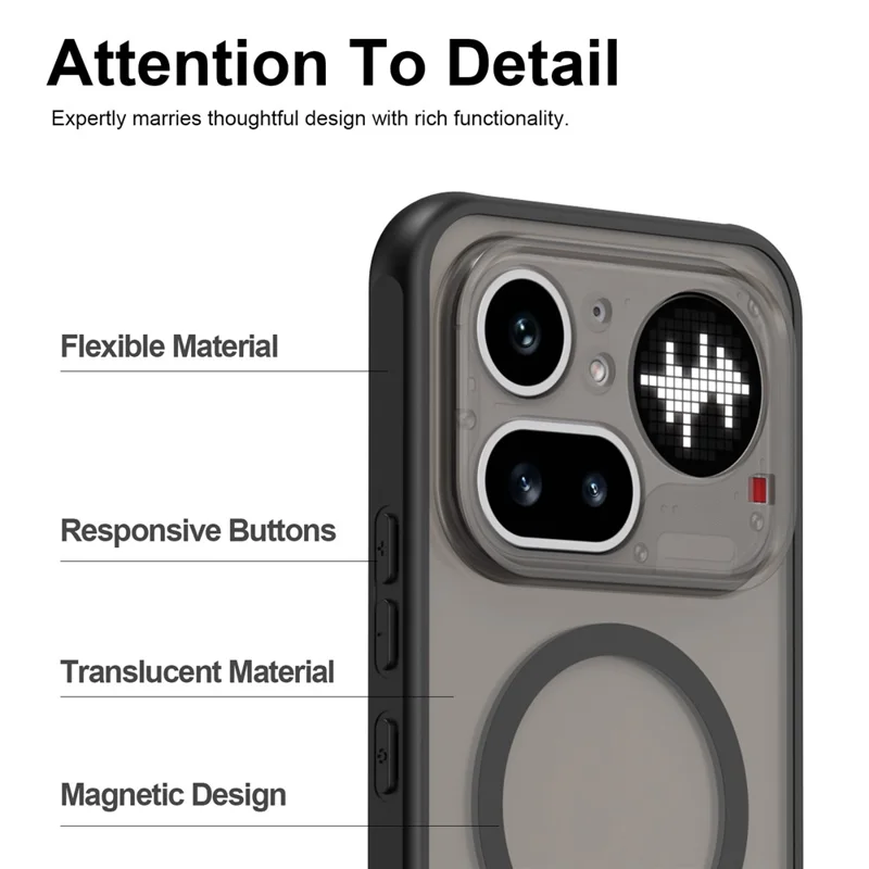 For Nothing Phone (4a) Pro Magnetic Case Anti Drop PC + TPU Phone Cover - Black