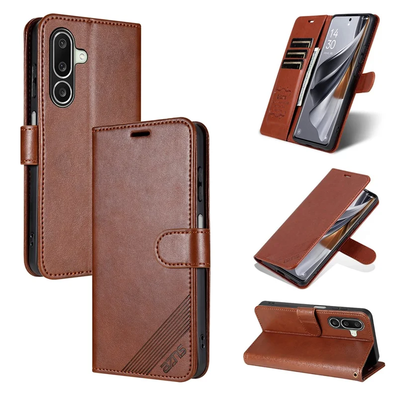 AZNS For Samsung Galaxy A27 Case Anti-Scratch PU Leather Stand Wallet Phone Cover - Brown