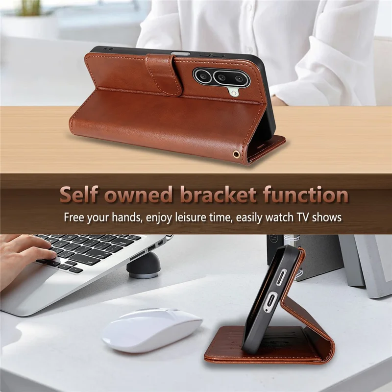 AZNS For Samsung Galaxy A27 Case Anti-Scratch PU Leather Stand Wallet Phone Cover - Brown