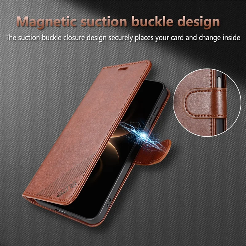 AZNS For Samsung Galaxy A27 Case Anti-Scratch PU Leather Stand Wallet Phone Cover - Brown