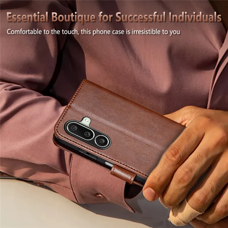 AZNS For Samsung Galaxy A27 Case Anti-Scratch PU Leather Stand Wallet Phone Cover - Brown