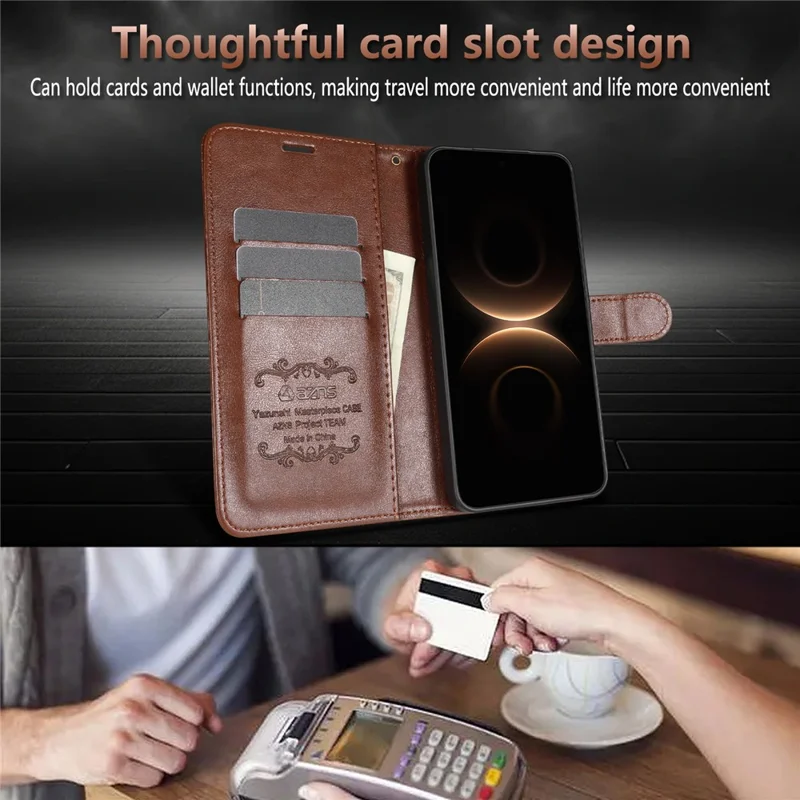 AZNS til Honor 600 Lite 5G Taske Modstændig overfor ridser PU-lædertasker med stand og wallet til telefon - Brun