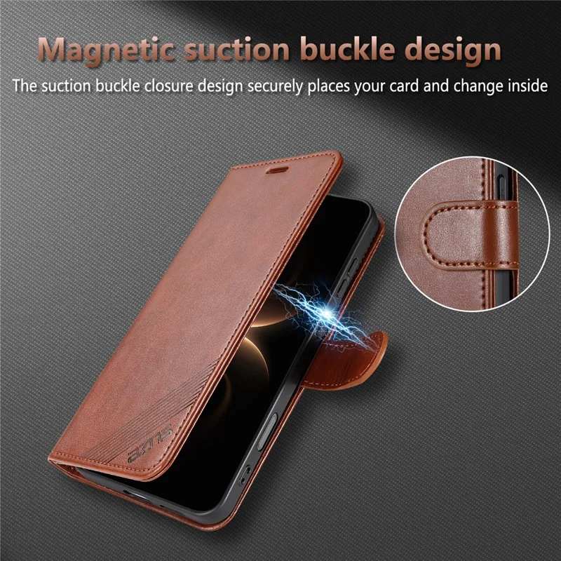 AZNS til Honor 600 Lite 5G Taske Modstændig overfor ridser PU-lædertasker med stand og wallet til telefon - Brun