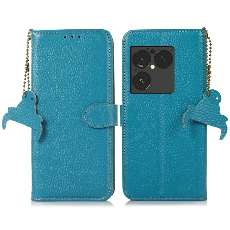 Чехол для Sony Xperia 1 VIII, блокировка RFID, натуральная кожа, текстура личи - синий