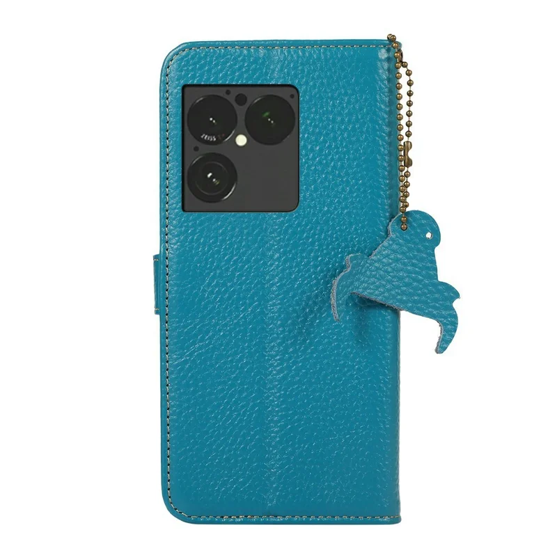 Чехол для Sony Xperia 1 VIII, блокировка RFID, натуральная кожа, текстура личи - синий