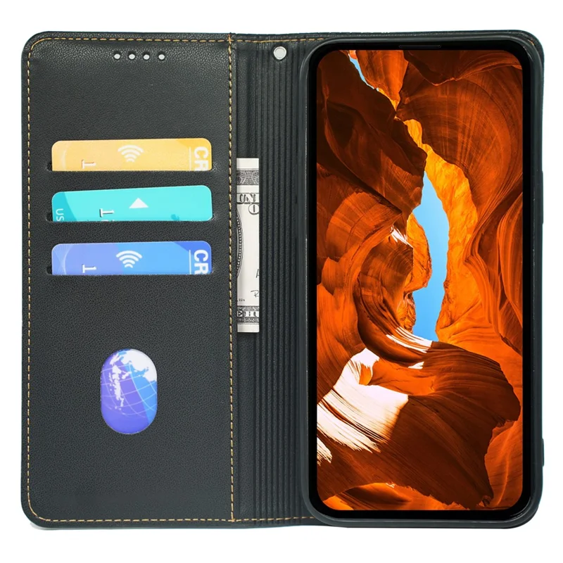 For Samsung Galaxy A27 5G Case Four Leaf Clover Leather Flip Phone Cover Stand Wallet - Black