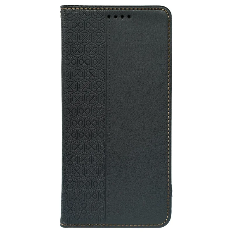 For Samsung Galaxy A27 5G Case Four Leaf Clover Leather Flip Phone Cover Stand Wallet - Black