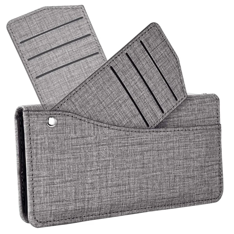 For Samsung Galaxy A27 Case Jean Cloth Texture PU Leather Wallet Phone Cover with Rotating Card Slots - Grey