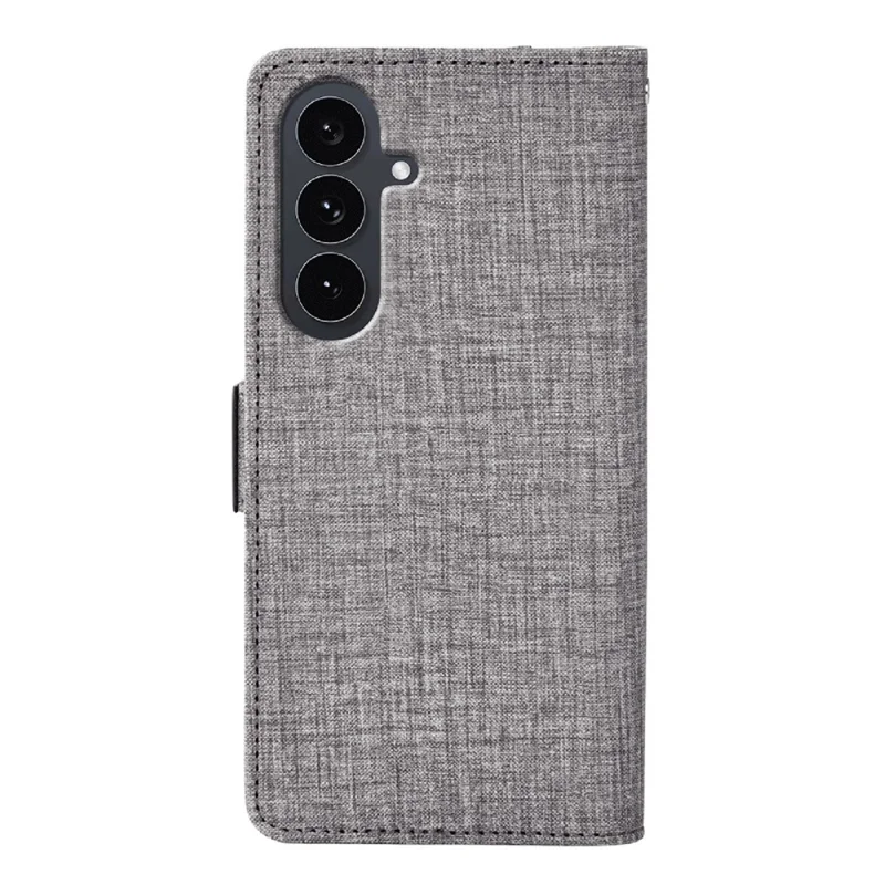 For Samsung Galaxy A27 Case Jean Cloth Texture PU Leather Wallet Phone Cover with Rotating Card Slots - Grey