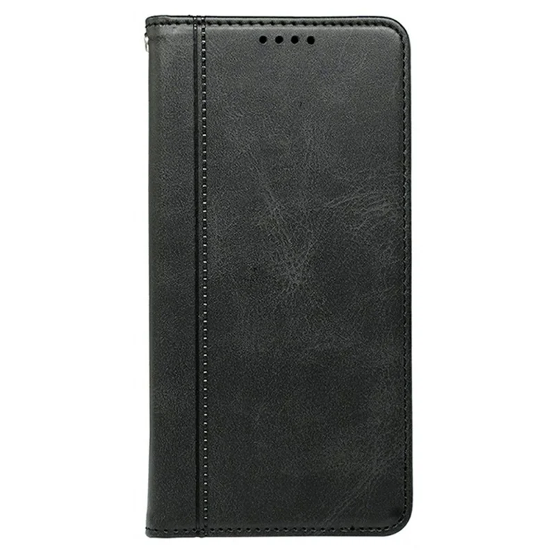 For Samsung Galaxy A27 Phone Case Hidden Magnetic Closure Calf Texture Leather Phone Cover - Black