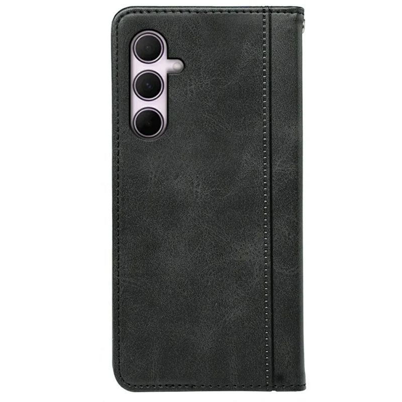 For Samsung Galaxy A27 Phone Case Hidden Magnetic Closure Calf Texture Leather Phone Cover - Black