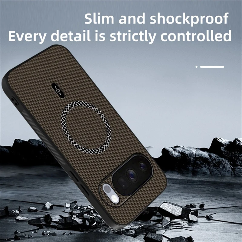 For Google Pixel 10 Pro XL Case Triangle Texture PU Leather Shockproof Ultra Thin Cover - Brown