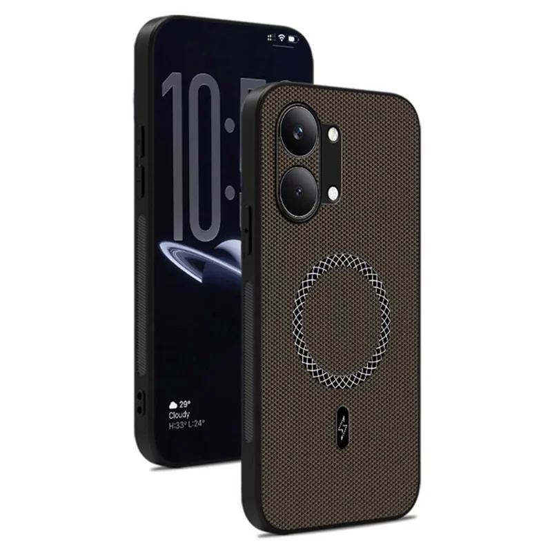 Case For Xiaomi Poco X8 Pro Max 5G  /  Redmi Turbo 5 Max 5G Triangle Texture PU Leather Shockproof Ultra Thin Cover - Brown