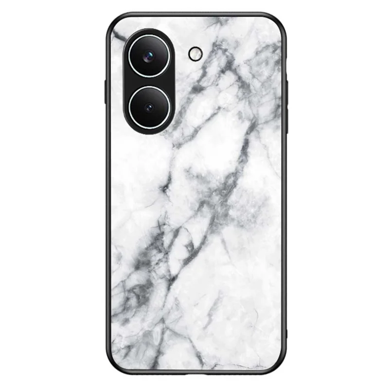 Phone Case For Xiaomi Poco X8 Pro 5G  /  Redmi Turbo 5 5G Marble Pattern Tempered Glass + PC + TPU Protective Phone Cover - White Marble
