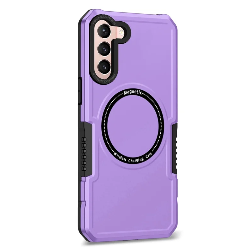 For Samsung Galaxy S22+ 5G Camera Lens Frame PC + TPU Case Anti-scratch Phone Cover Magnetic Wireless Charging - Purple