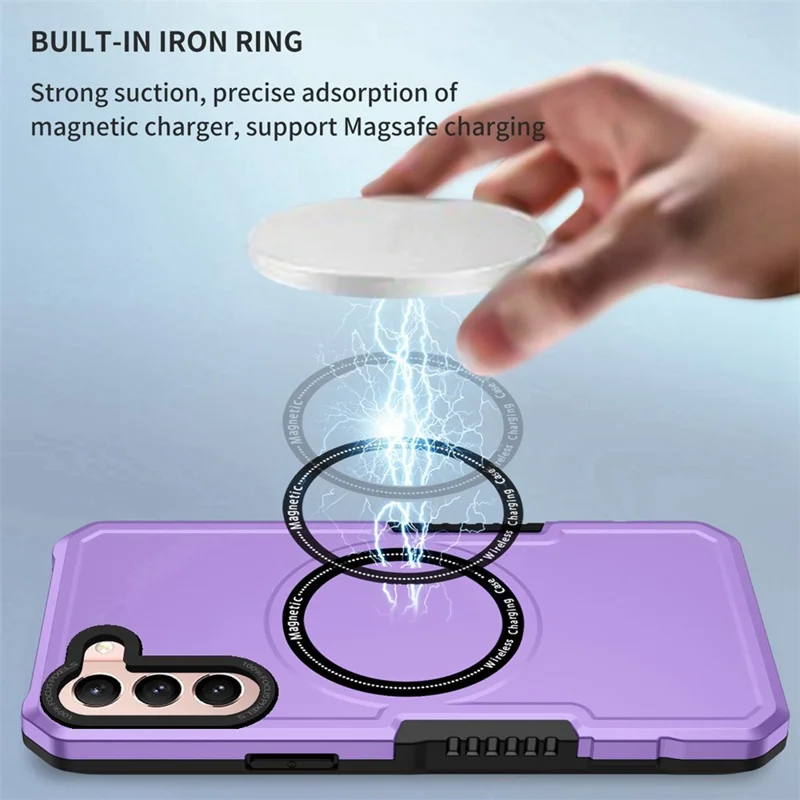 For Samsung Galaxy S22+ 5G Camera Lens Frame PC + TPU Case Anti-scratch Phone Cover Magnetic Wireless Charging - Purple