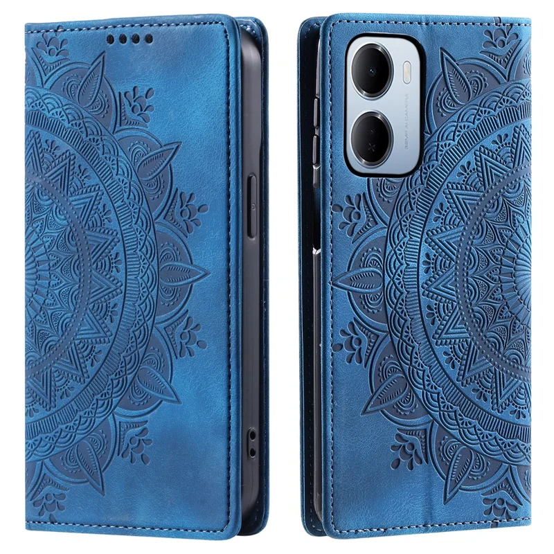 Für Xiaomi Redmi 15a 5G Handytasche Magnetverschluss Ledertasche mit Musterprägung - Blau