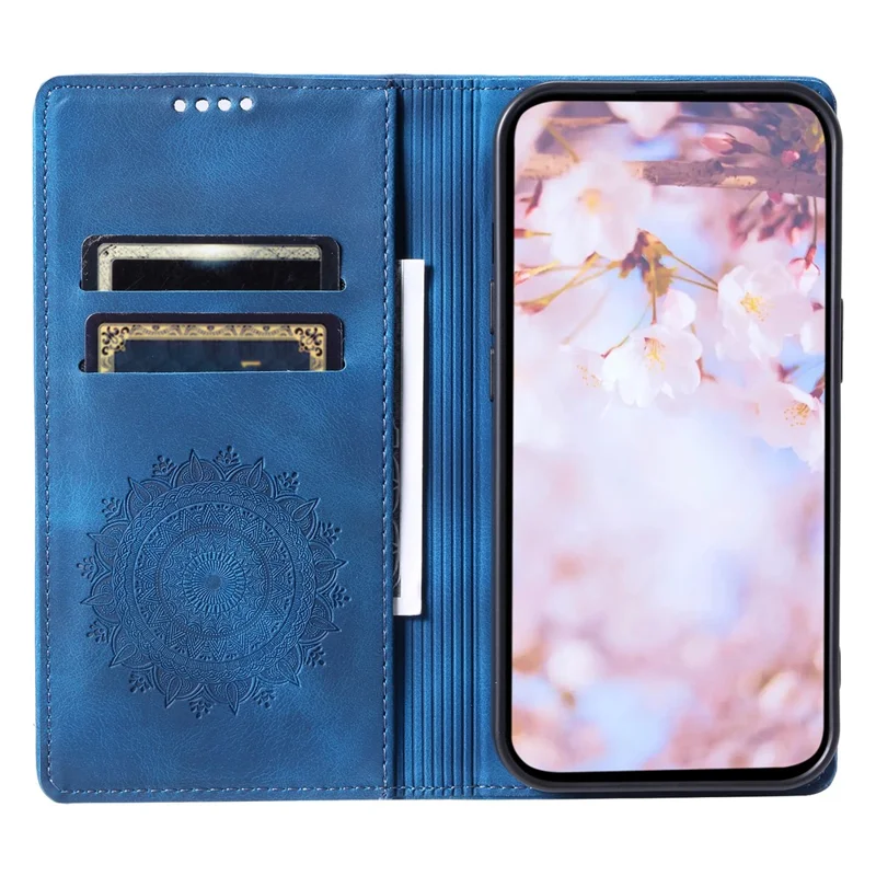 Für Xiaomi Redmi 15a 5G Handytasche Magnetverschluss Ledertasche mit Musterprägung - Blau