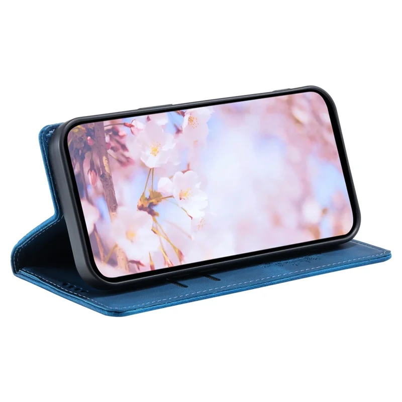 Für Xiaomi Redmi 15a 5G Handytasche Magnetverschluss Ledertasche mit Musterprägung - Blau
