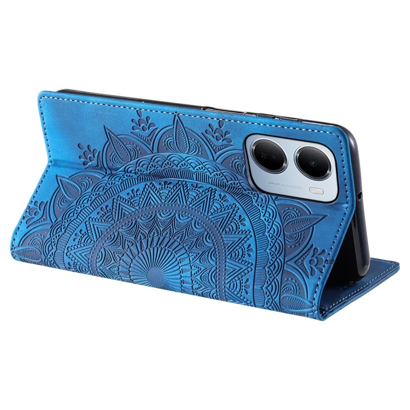 Für Xiaomi Redmi 15a 5G Handytasche Magnetverschluss Ledertasche mit Musterprägung - Blau