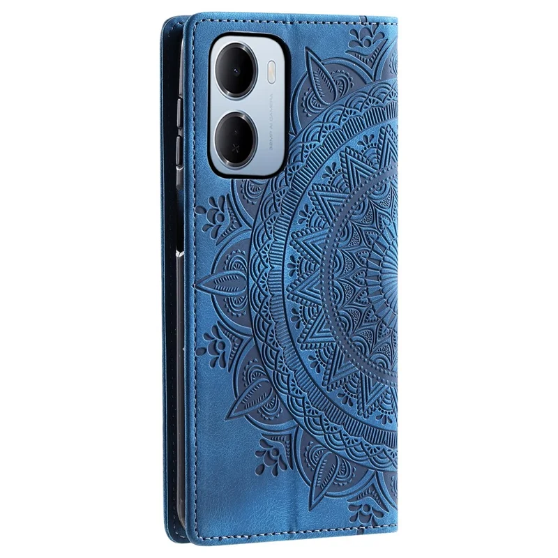Für Xiaomi Redmi 15a 5G Handytasche Magnetverschluss Ledertasche mit Musterprägung - Blau