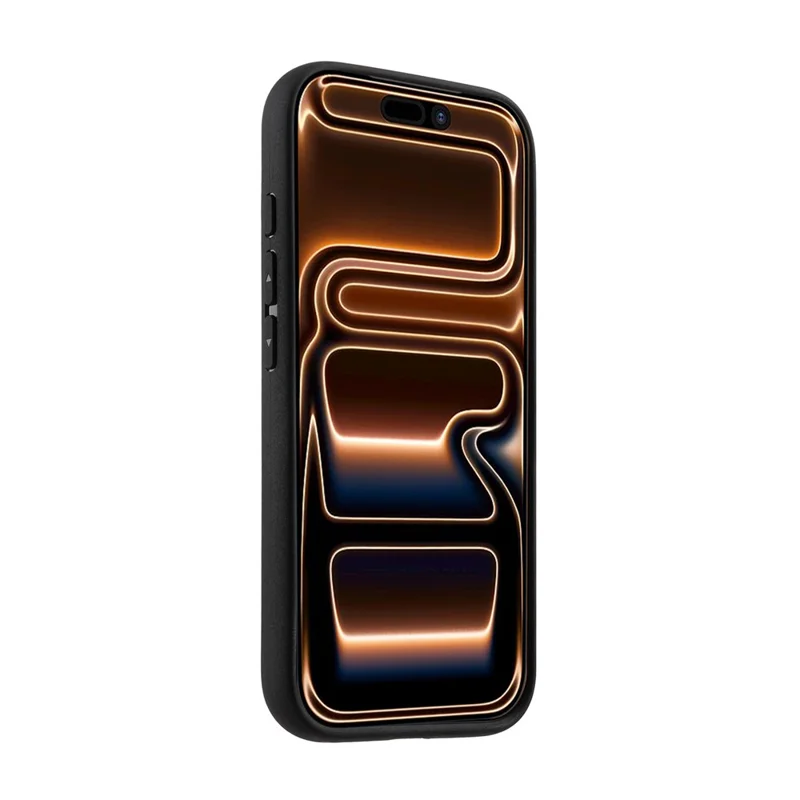 MELKCO Für iPhone 17 Pro Tasche Echtes Rindsleder-beschichtete PC-Handyhülle - Schwarz