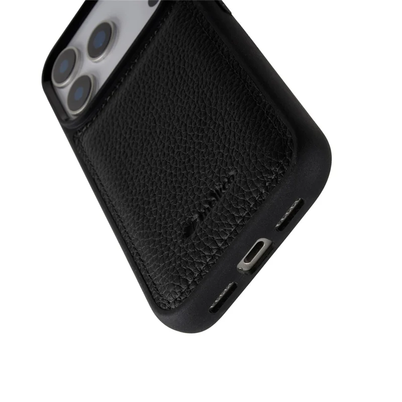 MELKCO Für iPhone 17 Pro Tasche Echtes Rindsleder-beschichtete PC-Handyhülle - Schwarz