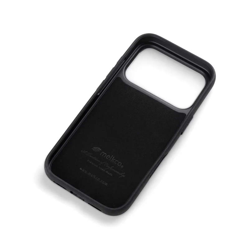 MELKCO Für iPhone 17 Pro Tasche Echtes Rindsleder-beschichtete PC-Handyhülle - Schwarz