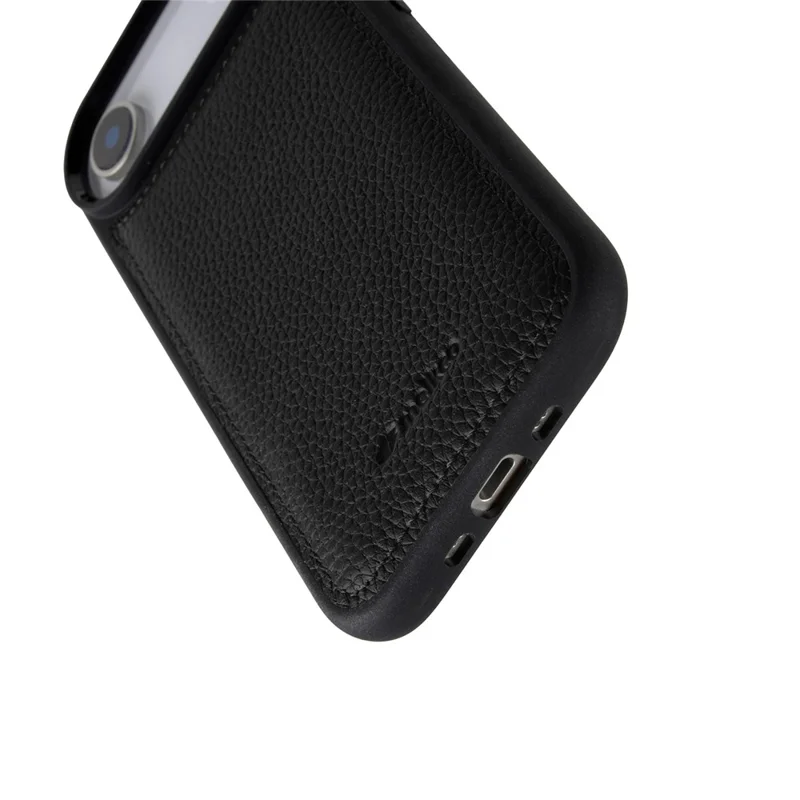 MELKCO For iPhone Air Case Genuine Cow Leather Coated PC Phone Cover - Black