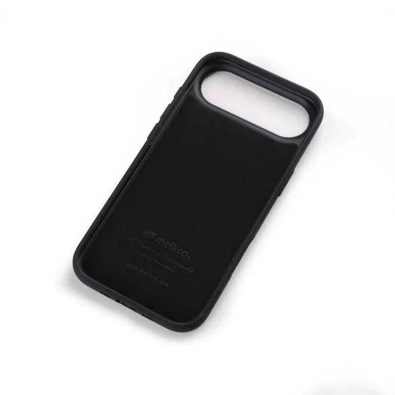MELKCO For iPhone Air Case Genuine Cow Leather Coated PC Phone Cover - Black