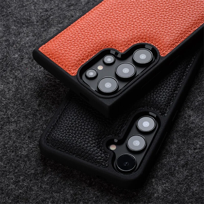 MELKCO Étui pour Samsung Galaxy S26 Ultra en Cuir Véritable de Vache avec Revêtement PC - Rouge
