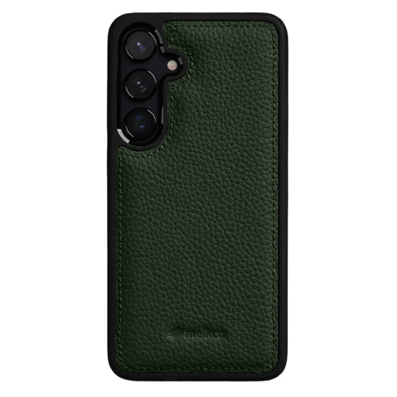 MELKCO pour Samsung Galaxy S26 étui en cuir de vache véritable avec revêtement PC - Couverture de téléphone - Vert