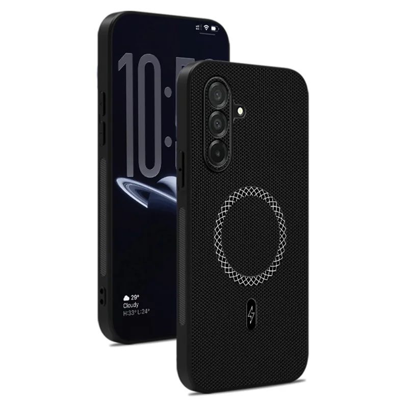 Cover per Samsung Galaxy A27 con Texture Triangolare in PU Leather Antiurto Sottile - Nero