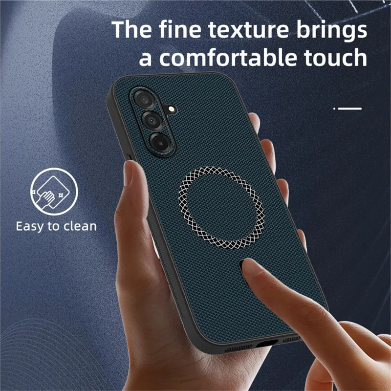 Cover per Samsung Galaxy A27 con Texture Triangolare in PU Leather Antiurto Sottile - Nero