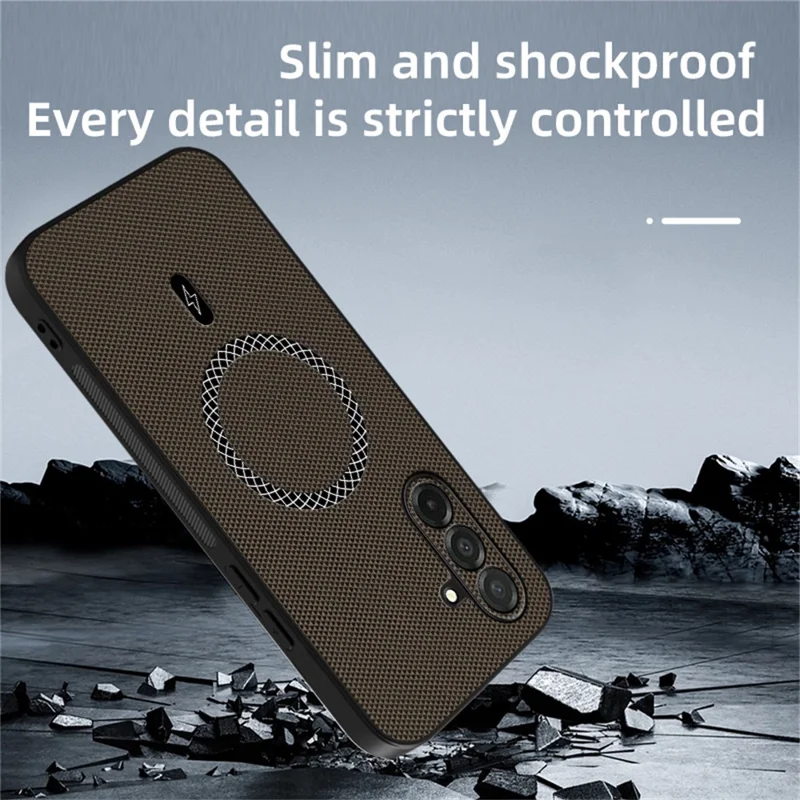 Cover per Samsung Galaxy A27 con Texture Triangolare in PU Leather Antiurto Sottile - Nero